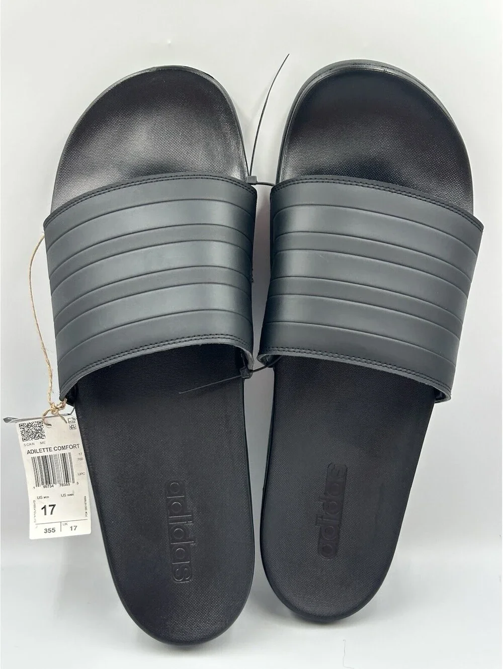 Adidas Adilette Comfort Mens Slides Black Size 17 NWT